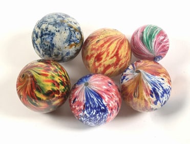 LOT OF 6: HANDMADE MARBLES