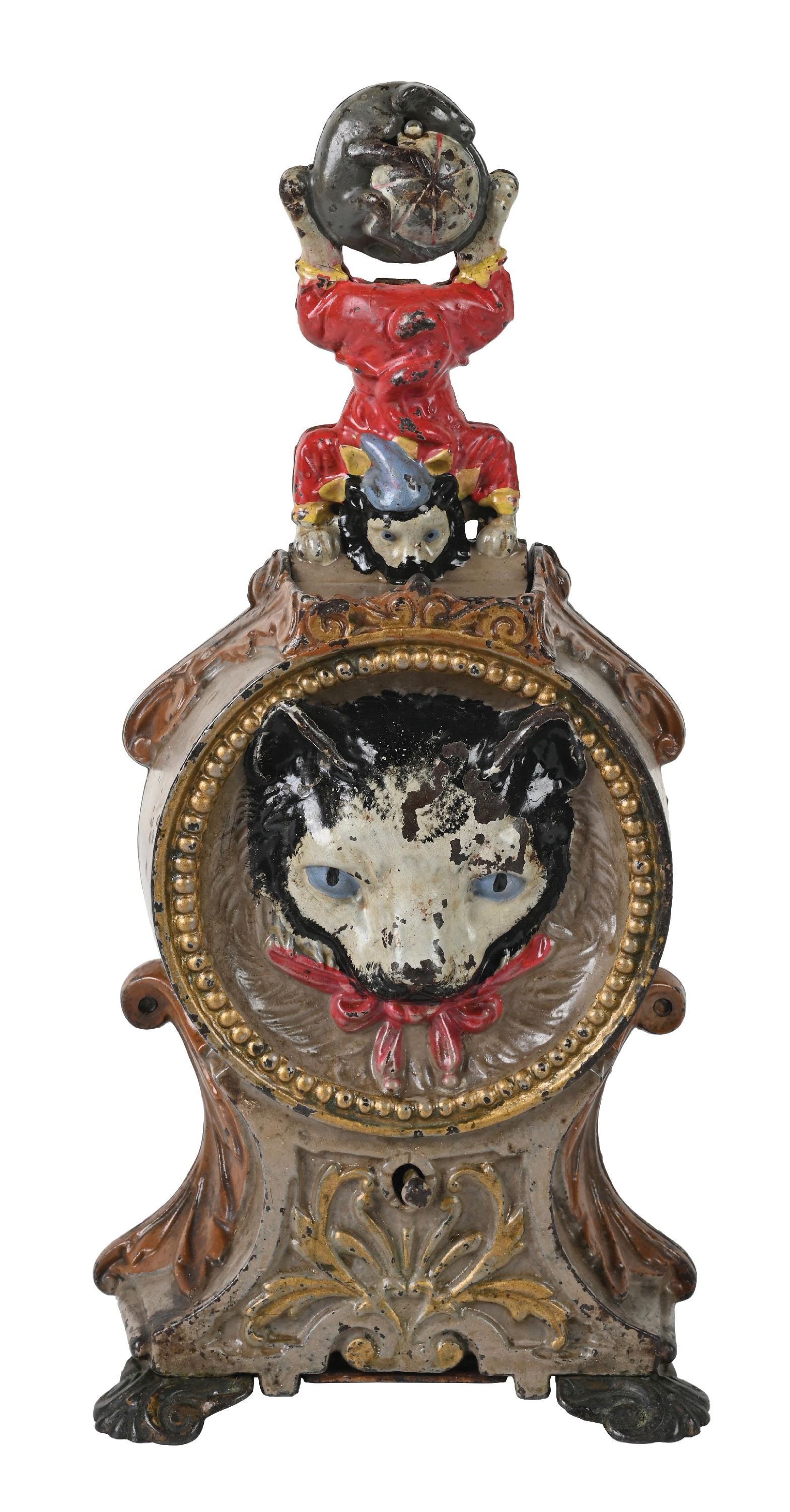 J & E. STEVENS CAT AND MOUSE "CAT BALANCING" BANK (1 of 6)