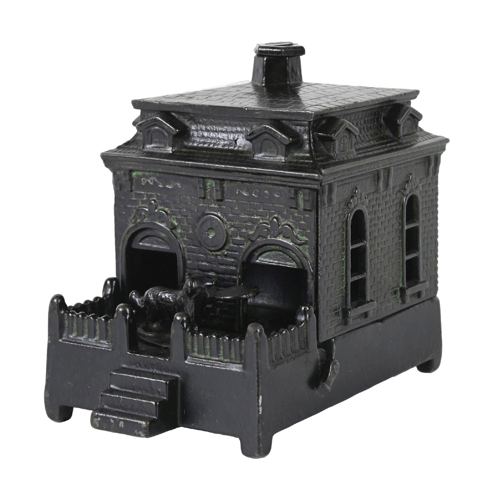 JUDD MFG. DOG ON TURNTABLE BANK