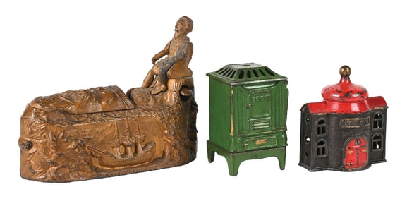 LOT OF 3: STILL CAST IRON & MECHANICAL BANKS