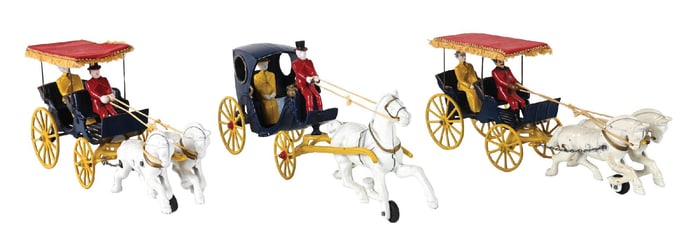 LOT OF 3: KENTON 1950S HORSE-DRAWN TOYS