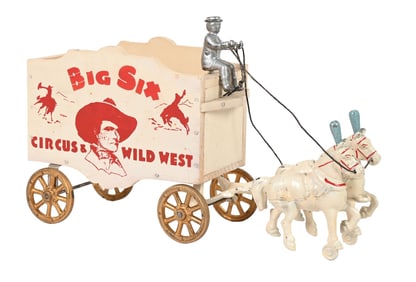 ARCADE DOUBLE HORSE DRAWN BIG SIX CIRCUS WILD WEST WAGON