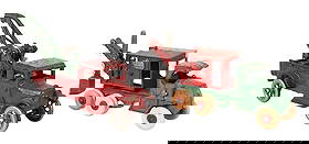 LOT OF 2: CAST IRON VEHICLES: (A) Arcade Model A Wrecker complete with all original parts, right down to the chain and hook. Original driver and nice Arcade label. Very good plus condition. (B) Hubley General Digger complete and a