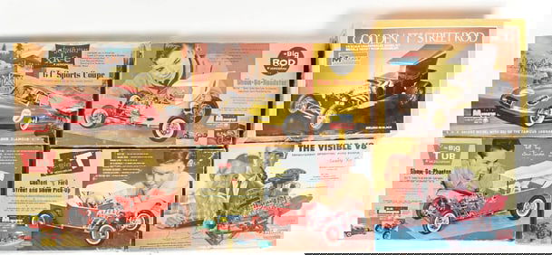 LOT OF 6: MONOGRAM & RENWAL LARGE CAR MODEL KITS IN ORIGINAL BOXES