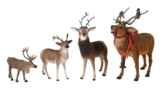 COLLECTION OF 4: REINDEER FIGURINE & CANDY CONTAINERS