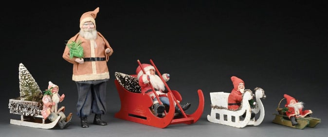 COLLECTION OF 5: FIGURAL SANTA DECORATIONS