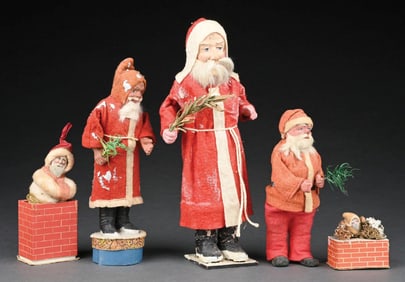 COLLECTION OF 5: FIGURAL SANTA CANDY CONTAINERS