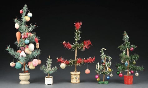 COLLECTION OF 5: FEATHERED CHRISTMAS TREES