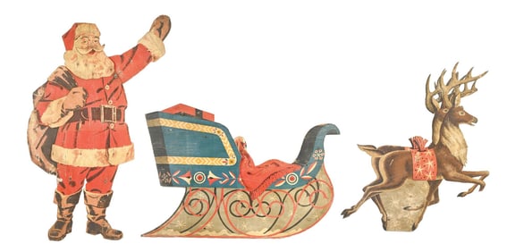 LOT OF 3: LARGE WOODEN HAND MADE CHRISTMAS DECORATIONS