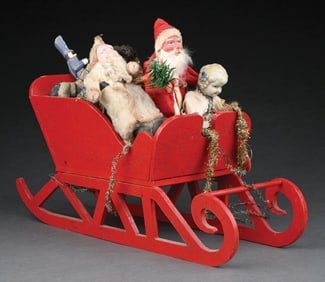 SANTA IN WOODEN SLEIGH WITH GIFTS