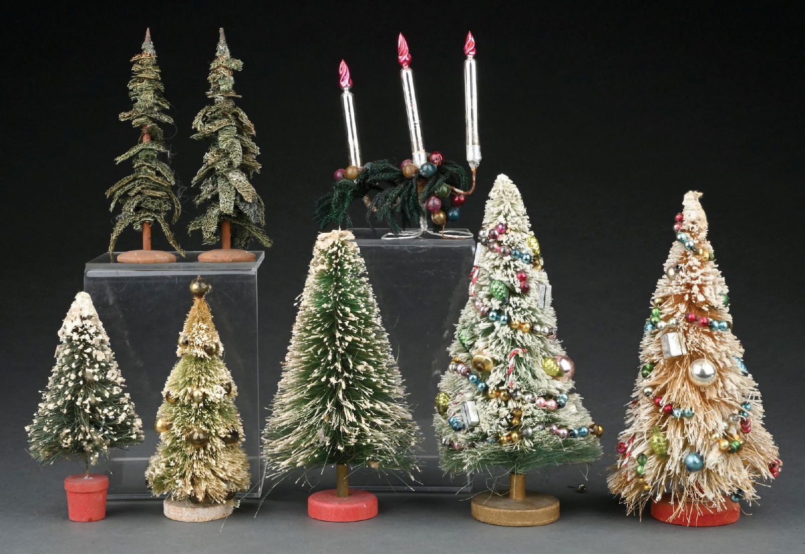 LARGE LOT OF BRUSHED TREES & OTHER CHRISTMAS DECOR (1 of 1)