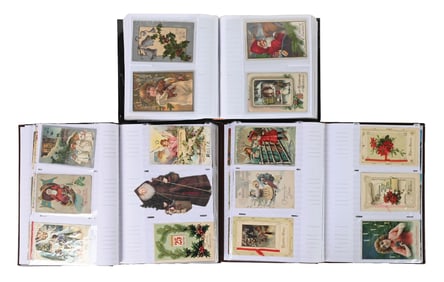 LOT OF 3: ALBUMS WITH VARIOUS CHRISTMAS POST CARDS