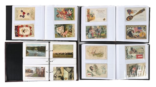 LOT OF 4: ALBUMS W/ HOLIDAY & SCENIC POST CARDS, VALENTINES