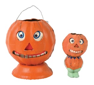 LOT OF 2: U.S. & GERMAN JACK-O-LANTERN HALLOWEEN PIECES