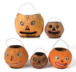 COLLECTION OF 5: HALLOWEEN JACK-O-LANTERNS