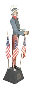 WOODEN UNCLE SAM FIGURE ON BASE