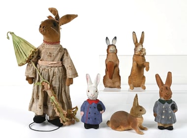 COLLECTION OF 6: EASTER RABBIT FIGURES