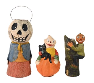 LOT OF 3: HALLOWEEN PUMPKIN MAN CANDY CONTAINERS