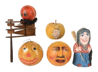 LOT OF 5: HALLOWEEN CANDY CONTAINERS & NOISE MAKERS