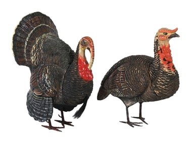 PAIR OF TURKEY CANDY CONTAINERS