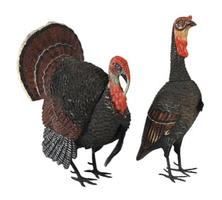PAIR OF TURKEY CANDY CONTAINERS