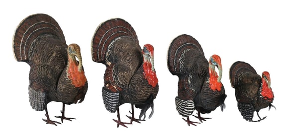 COLLECTION OF 4: VARIOUS SIZED TURKEY CANDY CONTAINERS