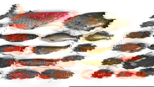 LARGE COLLECTION OF: LOBSTER & FISH CANDY CONTAINERS