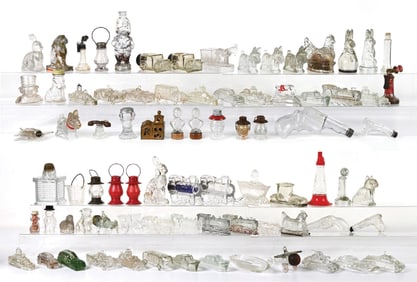 LARGE COLLECTION OF VINTAGE GLASS CANDY CONTAINERS