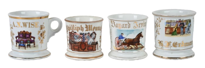 LOT OF 4: VARIOUS VINTAGE SHAVING MUGS