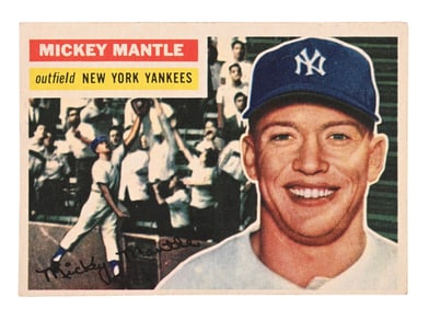 1956 TOPPS GREY BACK MICKEY MANTLE CARD
