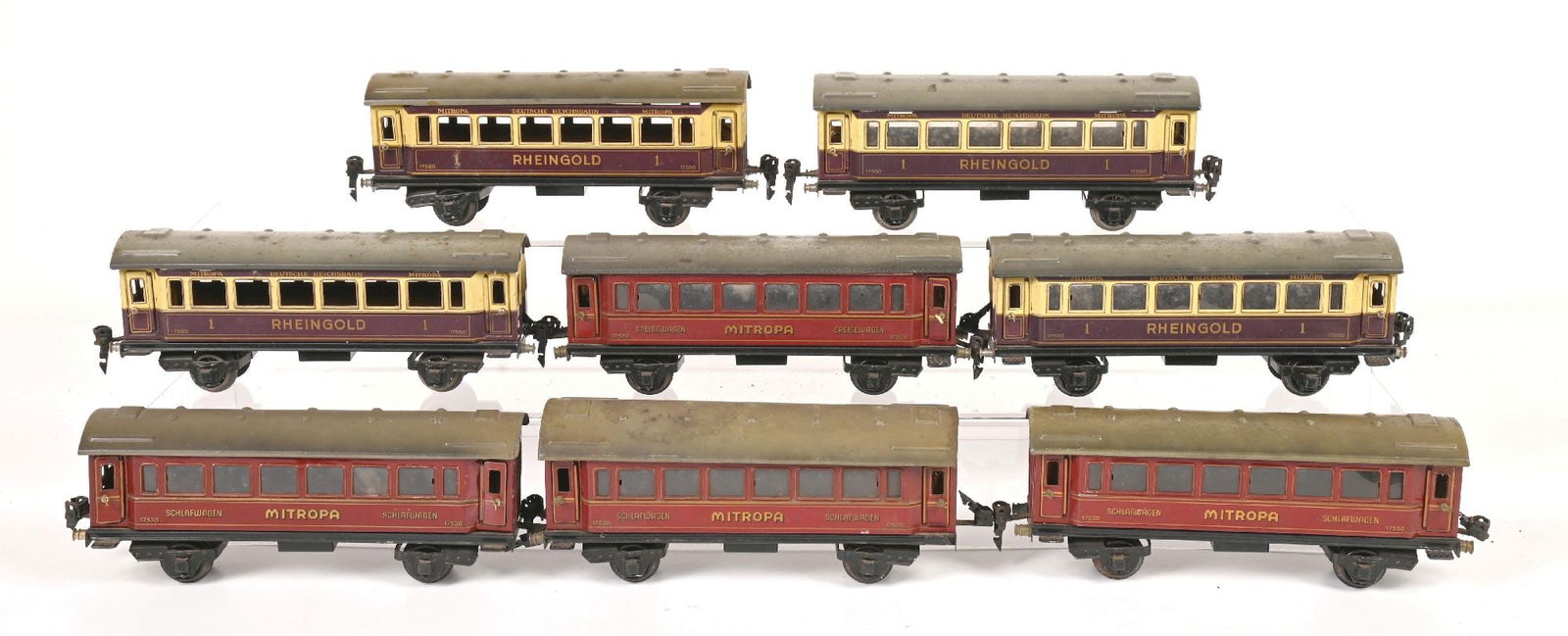 LOT OF 8: VARIOUS GERMAN MARKLIN RHEINGOLD & MITROPA PASSENGER TRAIN CARS (1 of 2)