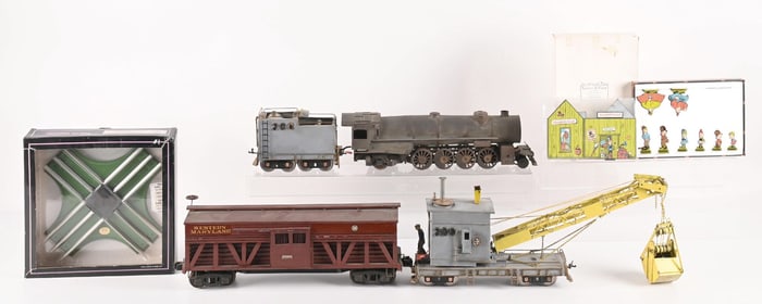 LOT OF 6: ADDORTMENT OF STANDARAD GAUGE TRAINS & MISC. ITEMS