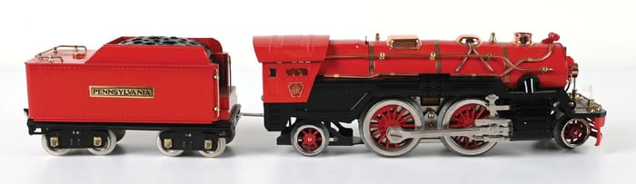 MTH NO. 385E RED STANDARD GAUGE LOCOMOTIVE & TENDER