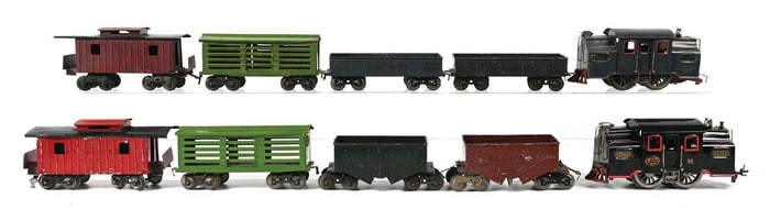 LOT OF 10 STANDARD GAUGE, 2 LOCOMOTIVES & 8 FREIGHT CARS