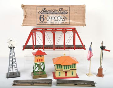 LOT OF 6: AMERICAN FLYER BRIDGE, LTI SWITCH TOWER, PLUS