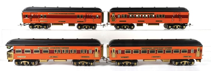 LOT OF 4 RICH ART REPRODUCTION OF THE AMERICAN FLYER PASSENGER CARS
