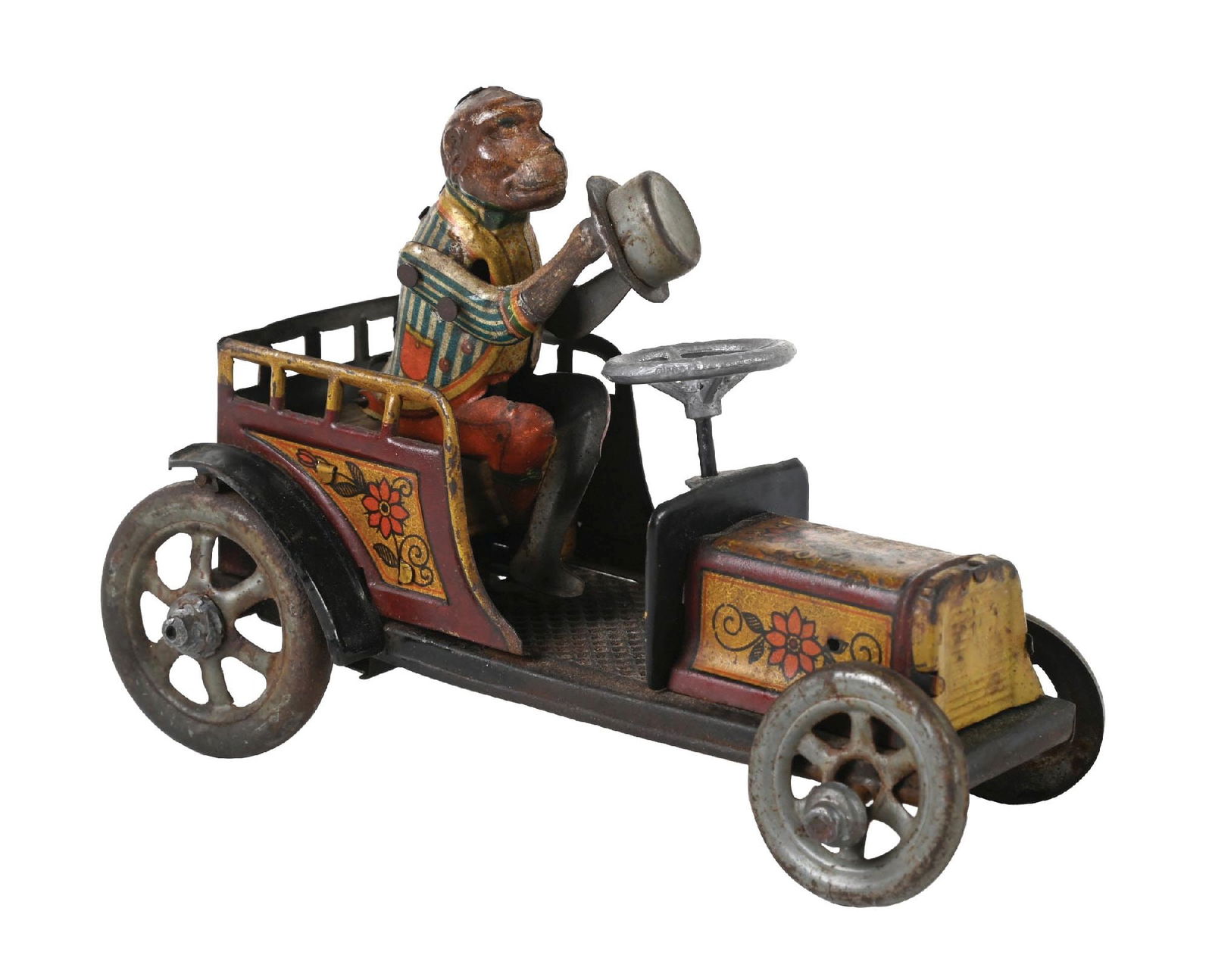 GERMAN DISTLER TIN LITHO WIND-UP MONKEY DRIVING AUTOMOBILE (1 of 3)