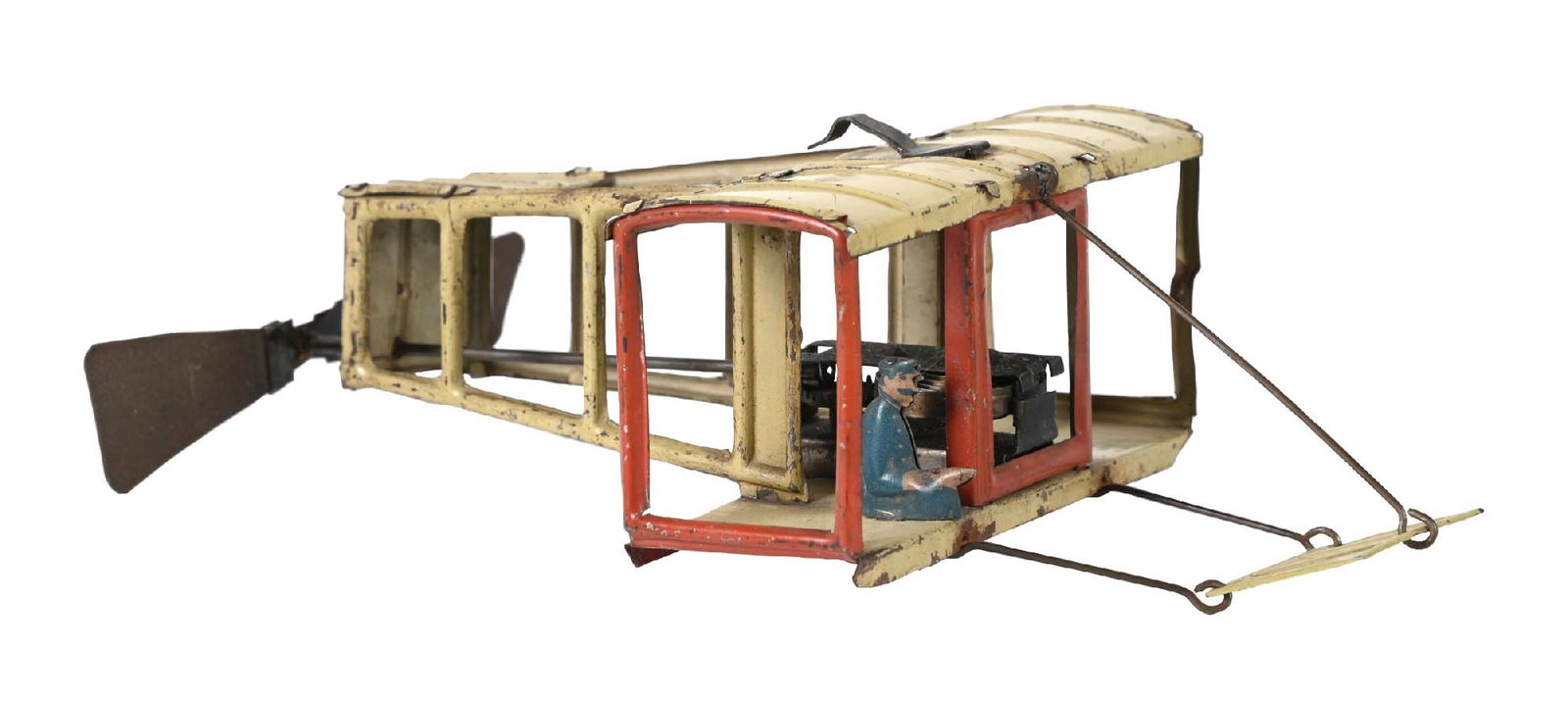 GERMAN TIN LITHO WIND-UP BI-WING AIRPLANE (1 of 3)