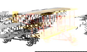 LARGE CONTEMPORARY TIN-TYPE BI-WING AIRPLANE: Contemporary, and made of all metal. Made to look like early 20th century plane. Displays well. Condition: (Very Good - Excellent). Dimensions: 17" x 15 - 1/2" x 6".