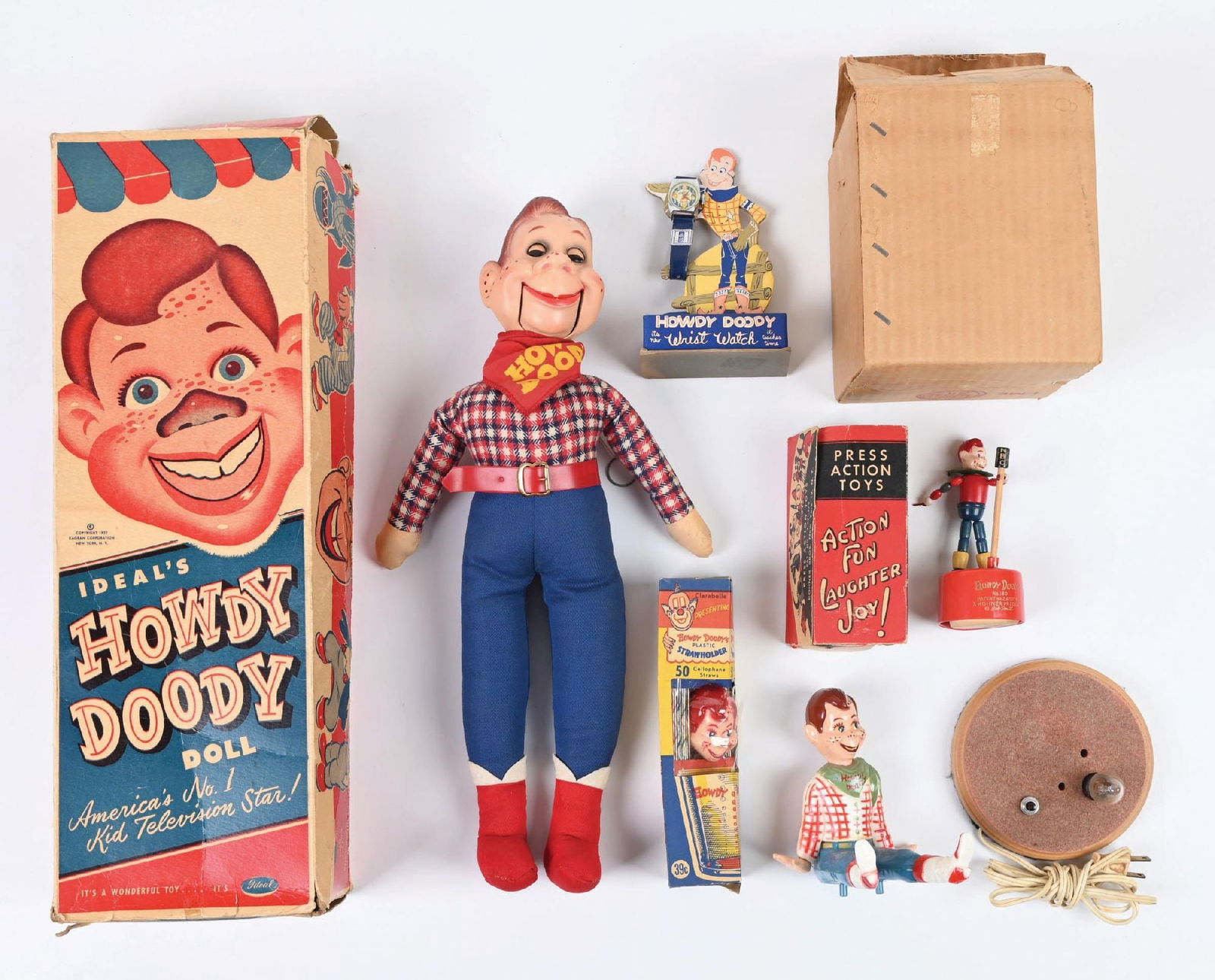 LOT OF 5: VARIOUS VINTAGE HOWDY DOODY ITEMS (1 of 2)