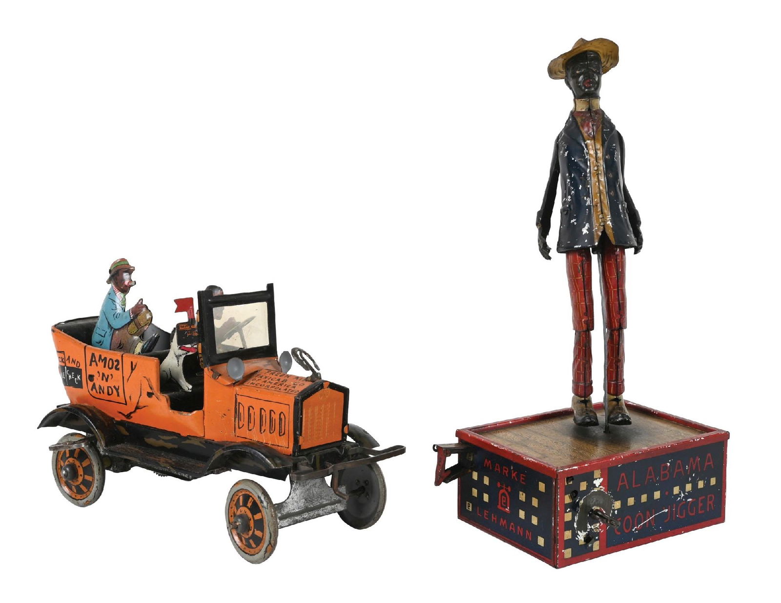 LOT OF 2: AMERICAN-MADE TIN LITHO AFRICAN-AMERICAN THEMED TOYS (1 of 4)