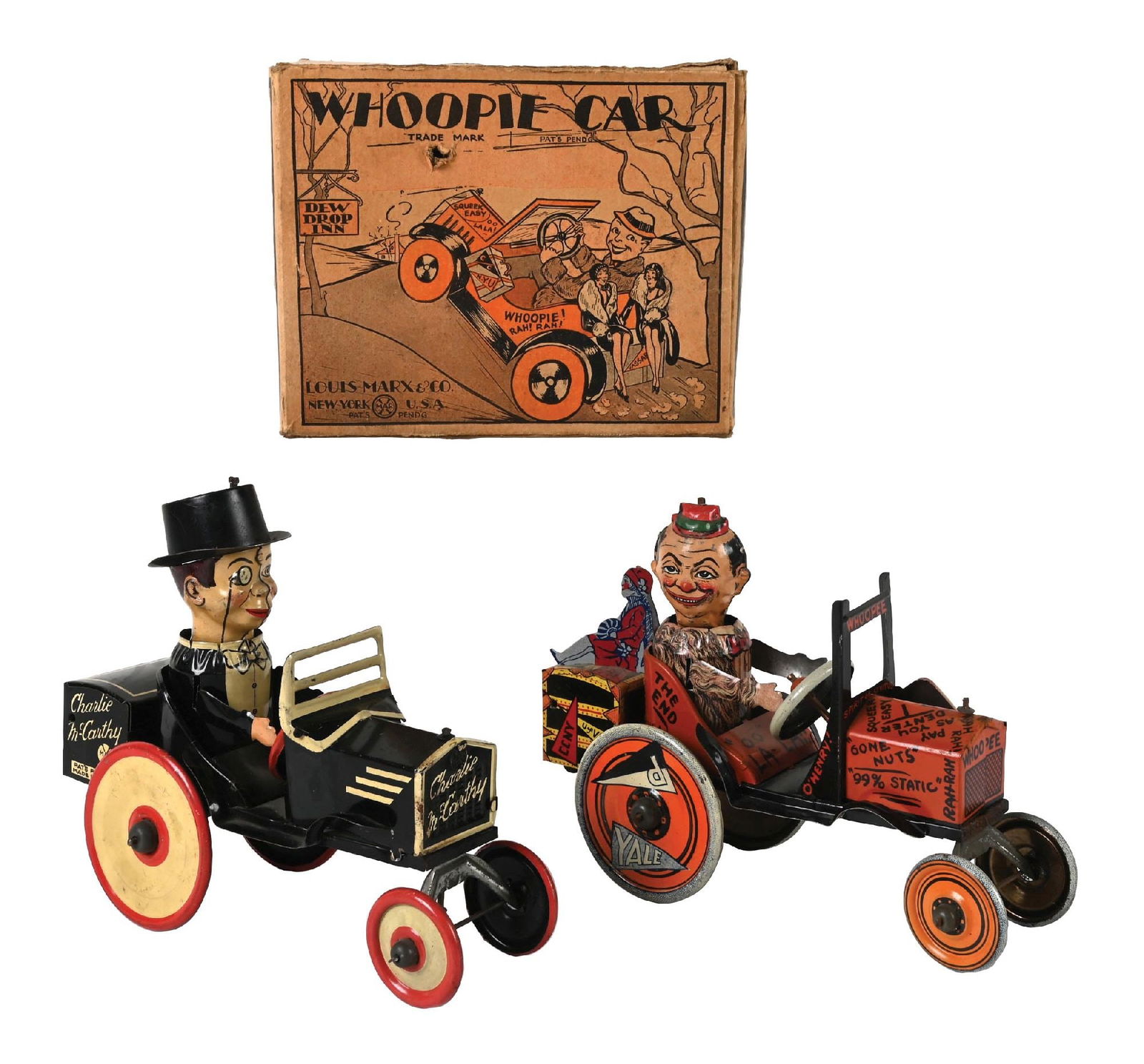 LOT OF 2: MARX TIN LITHO WIND-UP WHOOPIE CAR TOYS (1 of 3)