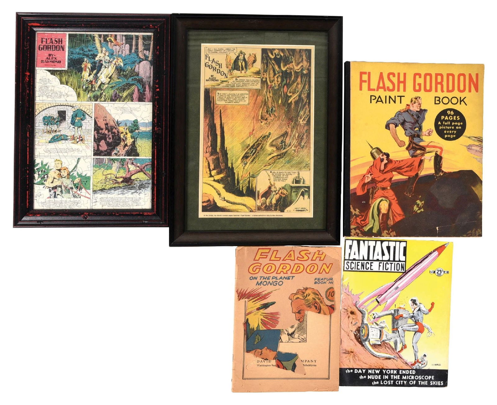 LOT OF 5: VARIOUS 1930S - 1950S FLASH GORDON & OTHER SCIENCE FICTION ITEMS (1 of 2)