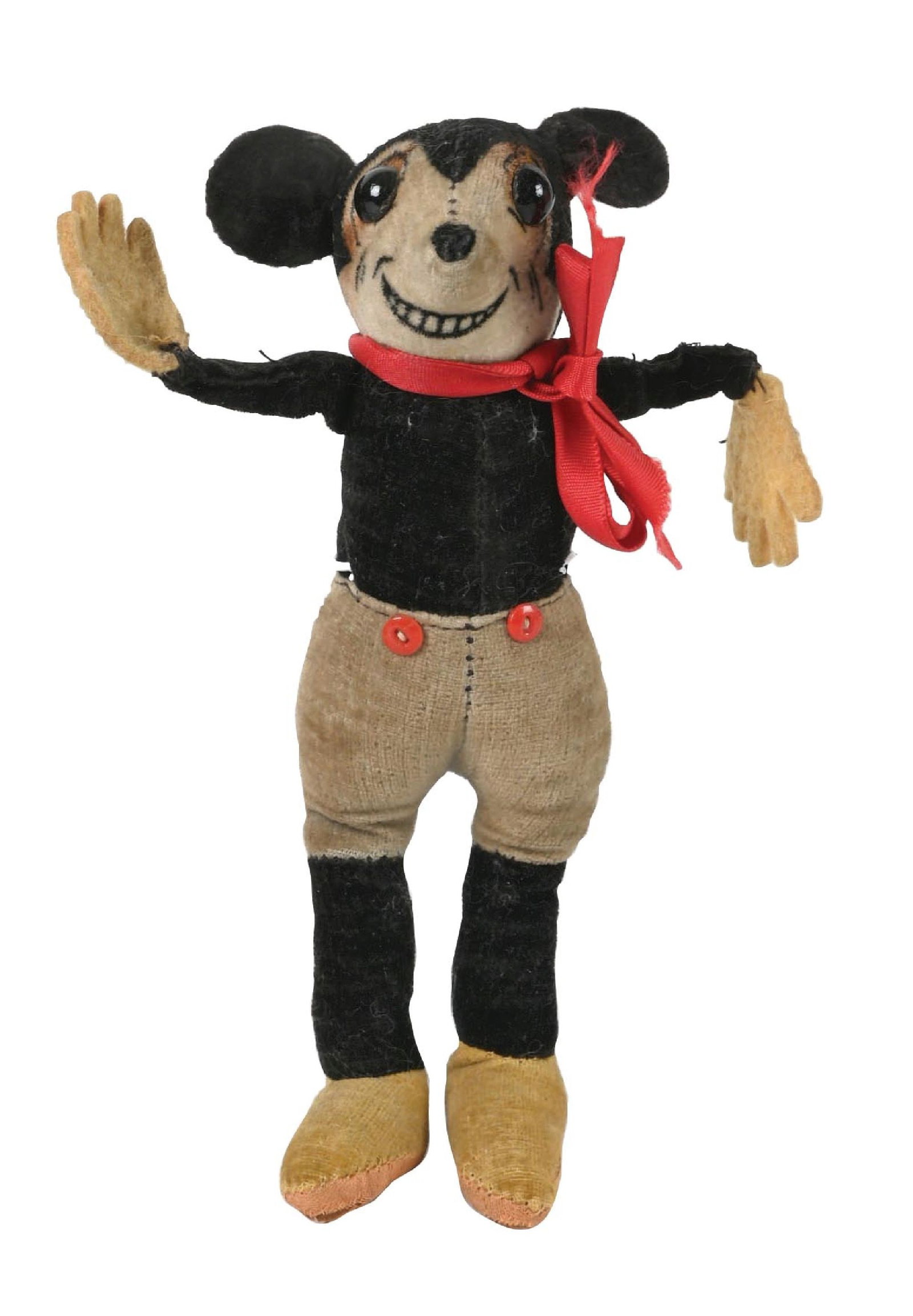 ENGLISH DEANS RAG MICKEY MOUSE DOLL: Early rat teeth, pre-war with original eyes. Nice clean felt. Condition: (Very Good - Excellent). Dimensions: 6 - 3/4" T.