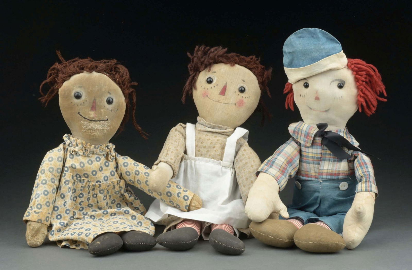 LOT OF 3: RAGGEDY ANN AND ANDY CLOTH DOLLS (1 of 2)