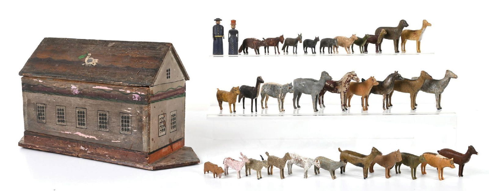 PRE-WAR WOODEN ARK TOY W/ CARVED FIGURES (1 of 6)
