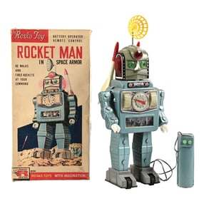 RARE ALPS BATTERY-OPERATED REMOTE CONTROL ROCKET MAN ROBOT IN ORIGINAL BOX