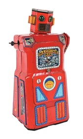 VERY RARE GANG OF 5 BATTERY-OPERATED MACHINE MAN ROBOT