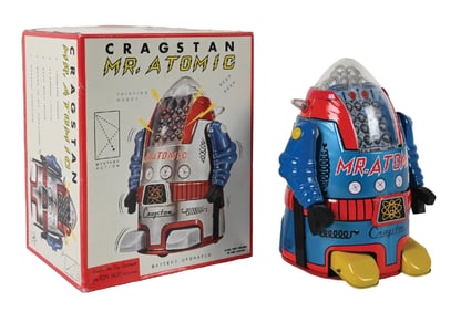 TIN LITHO BATTERY-OPERATED MR. CRAGSTAN MR. ATOMIC