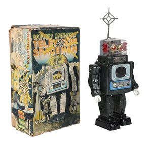 JAPANESE ALPS BATTERY-OPERATED TELEVISION SPACEMAN TOY W/ ORIGINAL BOX